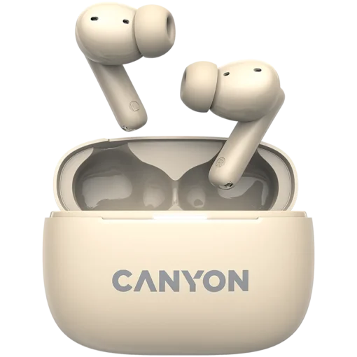 Bluetooth слушалки CANYON headset OnGo TWS-10 ANC+ENC Beige