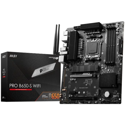 Дънна платка MSI PRO B650-S WIFIATX Socket AM5AMD B650 Chipset4 DIMMsDual Channel DDR5 up to 7200+(OC)MHz2x PCI-Ex16 slo