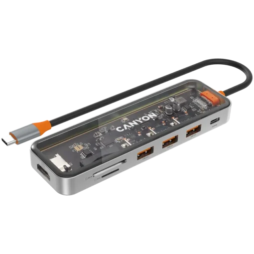 USB хъб CANYON hub DS-13 7in1 4k USB-C Transparent Space Grey - Image 8