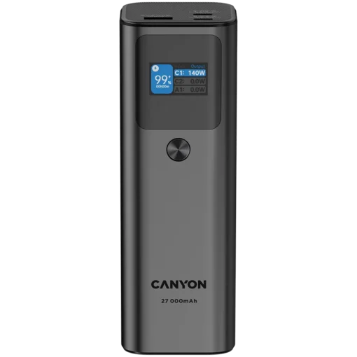 Външна батерия CANYON power bank PB-2010 TFT 27000 mAh 97.2Wh PD140W QC 3.0 Dark Grey