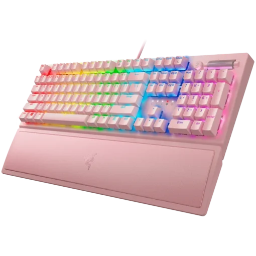 Геймърска клавиатура BlackWidow V3 (Green Switch) - US Layout - Quartz (pink), Tactile and Clicky, Full size, Razer Chroma™ backlighting with 16.8 million customizable color options, Wrist rest, 80 million keystroke lifespan,Multi-function digital ro - Image 8