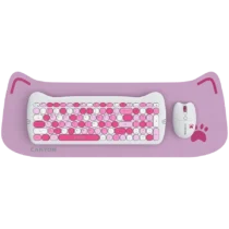 Клавиатура CANYON HSET-W6 EN Keyboard+Mouse Kitty Edition AAA+АА Wireless Pink