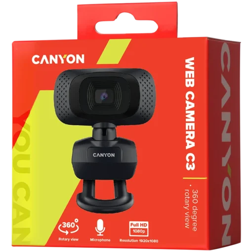 Уеб камера CANYON webcam C3 HD 720p Black - Image 2