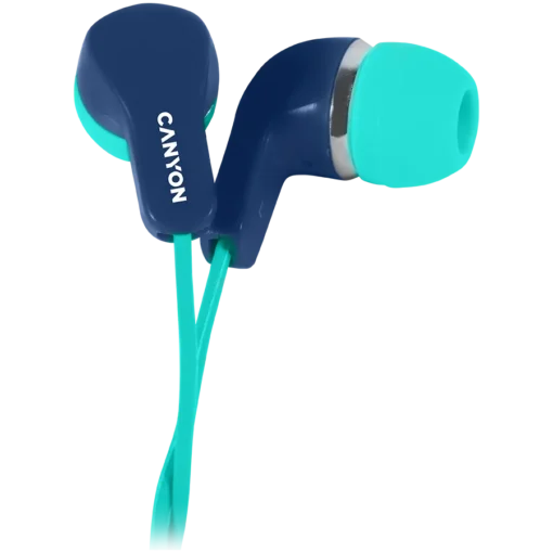 Слушалки CANYON Stereo Earphones with inline microphone Green+Blue