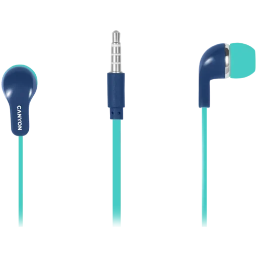 Слушалки CANYON Stereo Earphones with inline microphone, Green+Blue - Image 10