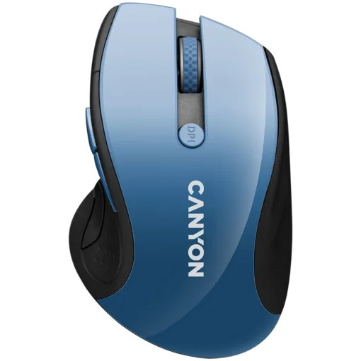 Безжична мишка CANYON 2.4Ghz wireless mouse optical tracking - blue LED 6 buttons DPI 1000/1200/1600 Blue Gray pearl