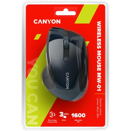 Безжична мишка CANYON 2.4Ghz wireless mouse, optical tracking - blue LED, 6 buttons, DPI 1000/1200/1600, Blue Gray pearl glossy - Image 15