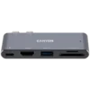 USB хъб CANYON hub DS-5 5in1 Thunderbolt 3 4k Space Grey