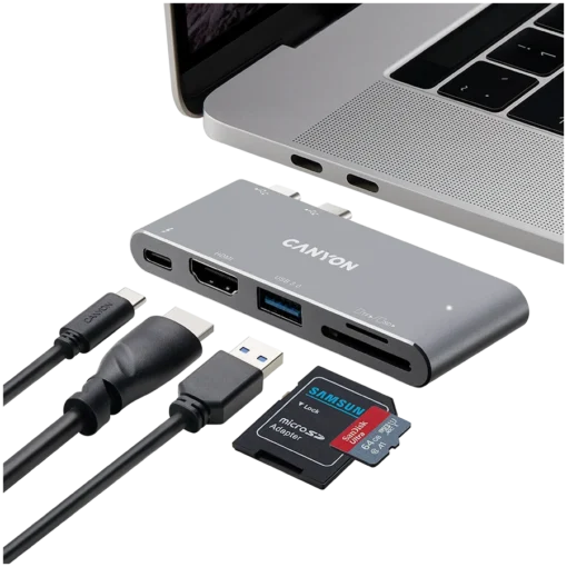 USB хъб CANYON hub DS-5 5in1 Thunderbolt 3 4k Space Grey - Image 10