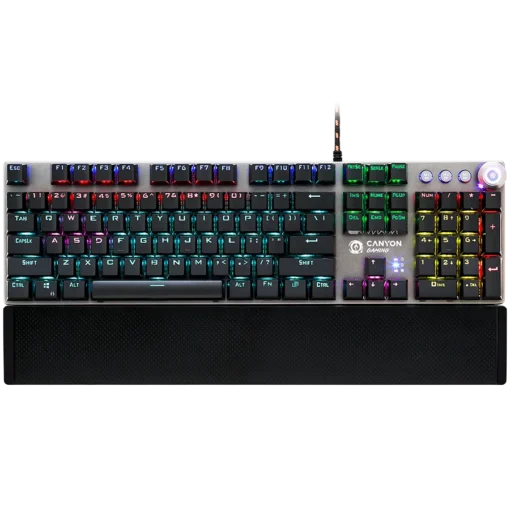 Геймърска клавиатура CANYON keyboard Nightfall GK-7 RGB US Wired Dark Grey