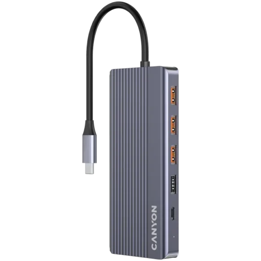 USB хъб CANYON hub DS-16 13in1 4k USB-C Grey