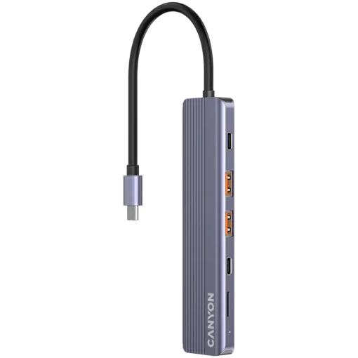 USB хъб CANYON hub DS-17 6in1 4k USB-C Grey