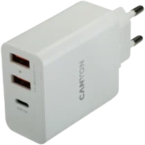 Зарядно за мобилен телефон CANYON charger H-08 PD 30W USB-C 2USB-A White