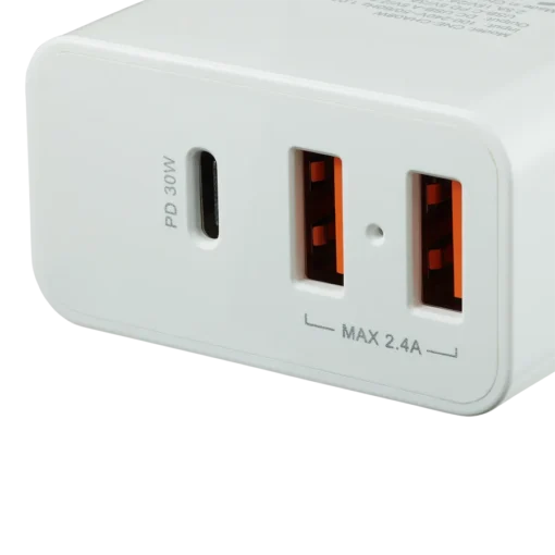 Зарядно за мобилен телефон CANYON charger H-08 PD 30W USB-C 2USB-A White - Image 6