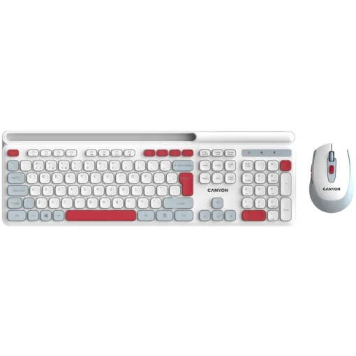 Клавиатура CANYON HSET-W5 EN Keyboard+Mouse AAA+AA Wireless White