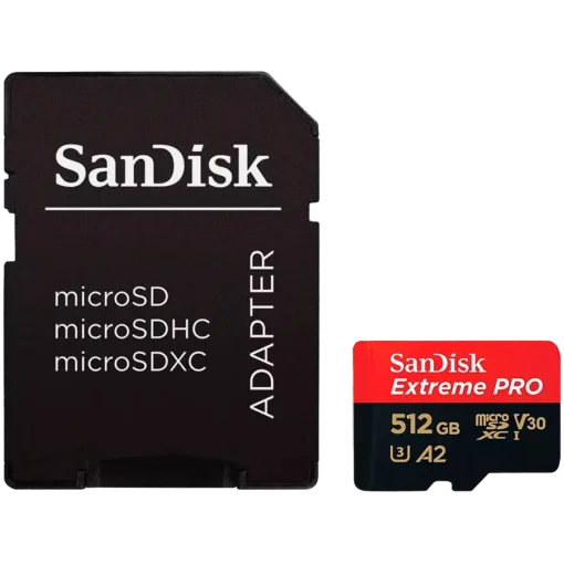 Карта памет SanDisk Extreme PRO microSDXC 512GB + SD Adapter + 2 years RescuePRO Deluxe up to 200MB/s & 140MB/s Read/Wri