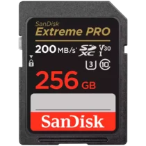 Карта памет SanDisk Extreme PRO 256GB SDXC Memory Card + 2 years RescuePRO Deluxe up to 200MB/s & 140MB/s Read/Write spe