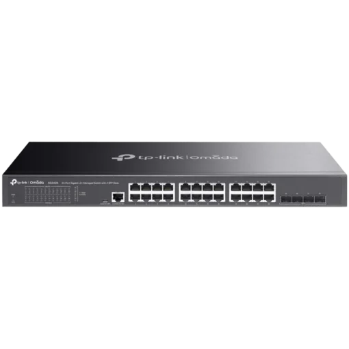 Kомутатор TP-Link SG3428 Omada 24-Port Gigabit L2+ Managed Switch with 4 SFP Slots 24× Gigabit RJ45 ports and 4× Gigabit