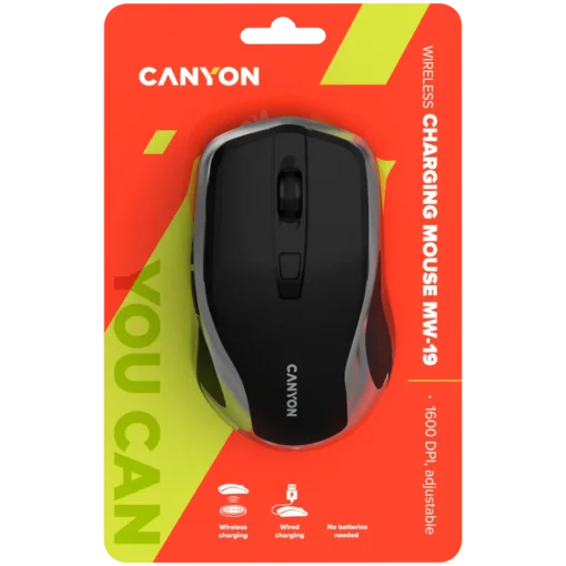 Безжична мишка CANYON mouse MW-19 EU Wireless Charge Black Silver - Image 5