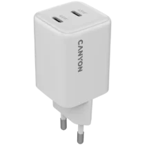 Зарядно за мобилен телефон CANYON charger CU45CC GaN 45W 2xPD EU White