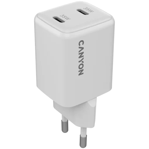 Зарядно за мобилен телефон CANYON charger CU35CC GaN 35W 2xPD EU White