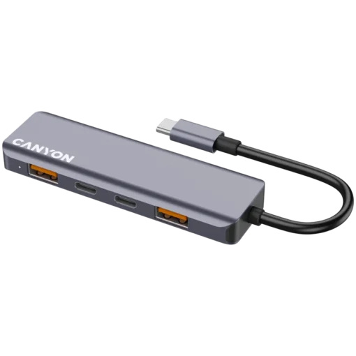 USB хъб CANYON hub DS-18 5in1 USB-C Grey