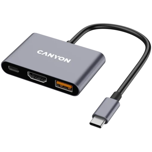 USB хъб CANYON hub DS-4 3in1 USB-C Grey