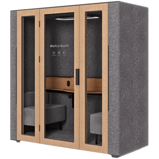 Система за бизнес комуникации WORKBOOTH Two Comfort Acoustic booth with Media hub integration spot Blind Light grey felt