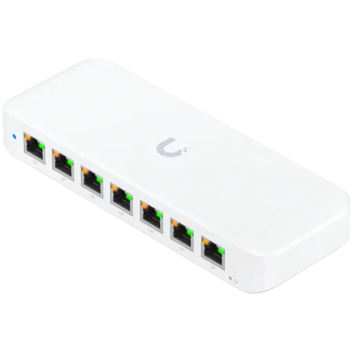 Kомутатор Ubiquiti USW-Ultra-210W-EU compact, Layer 2, 8-port GbE PoE switch with versatile mounting options, 7x GbE PoE+ output ports, GbE port with optional PoE++ input, 202W PoE availability with the included AC power adapter - Image 9