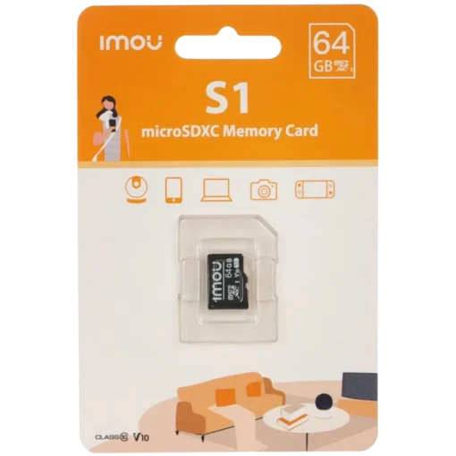 Карта памет Imou microSDXC 64GB + SD Adapter Class 10 U3 V30 EAN: 6939554929755