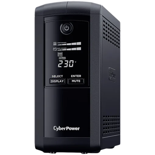 UPS CyberPower UPS с AVR Line-Interactive LCD display700VA/390W 4x Schuko Runtime at 90W ( min ):33 Surge and Spike prot