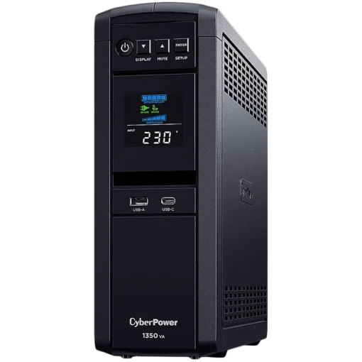 UPS CyberPower UPS AVR1350VA/810W Line-Interactive LCD display Sine Wave output (for Active PFC ) 6x Schuko Runtime at 5