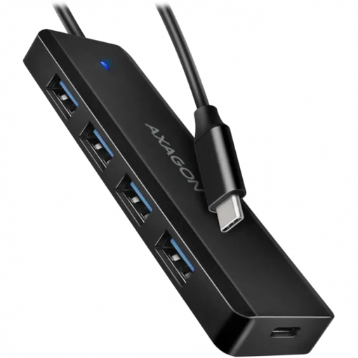 USB хъб AXAGON HUE-C1C 4x USB3.2 Gen 1 Travel hub USB-C power IN w. 20cm Type-C cable