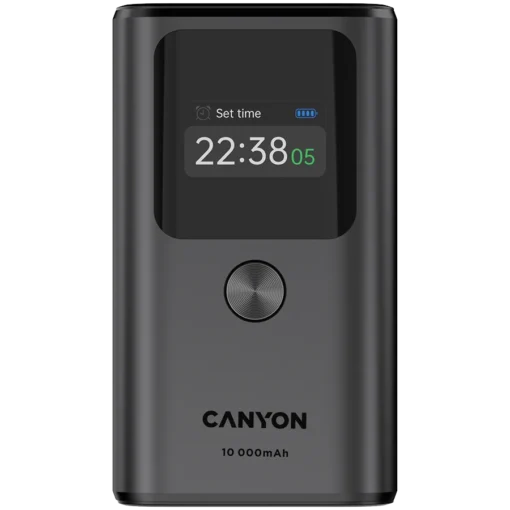 Външна батерия CANYON power bank OnPower 130 TFT 10000 mAh PD30W Dark Grey