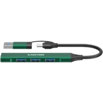 USB хъб CANYON hub DS-02 4in1 USB-A/C Green