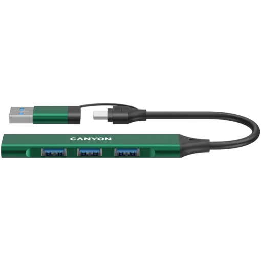 USB хъб CANYON hub DS-02 4in1 USB-A/C Green