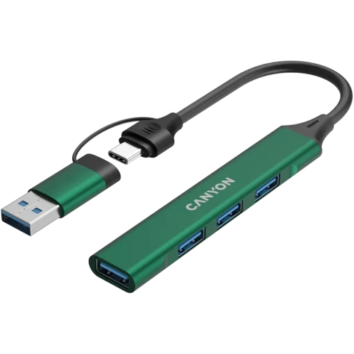 USB хъб CANYON hub DS-02 4in1 USB-A/C Green - Image 9