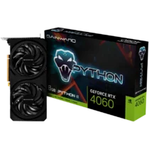 Видео карта Gainward GeForce RTX 4060 Python II 8GB GDDR6 128bit 1x HDMI 2.1 3x DP 1.4a two fan 1x 8-pin Power connector