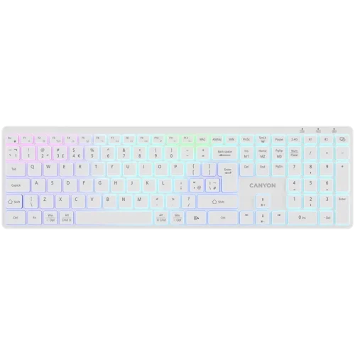 Клавиатура CANYON keyboard HKB-W11 UK/US RGB Dual Mode Wireless White