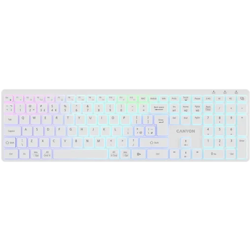 Клавиатура CANYON keyboard HKB-W11 UK/US RGB Dual Mode Wireless White