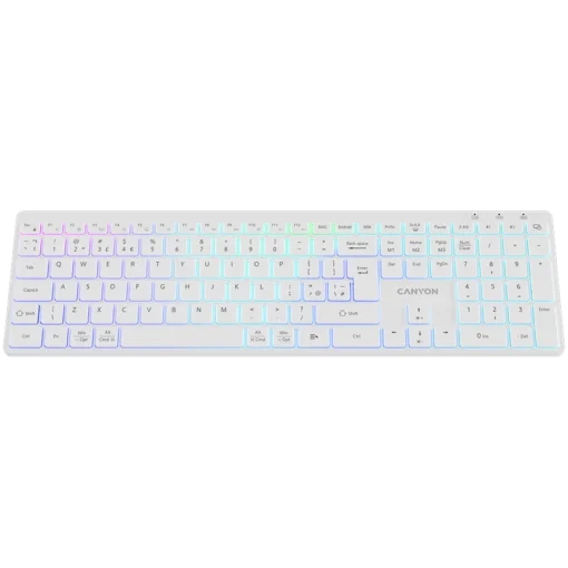 Клавиатура CANYON keyboard HKB-W11 UK/US RGB Dual Mode Wireless White - Image 2