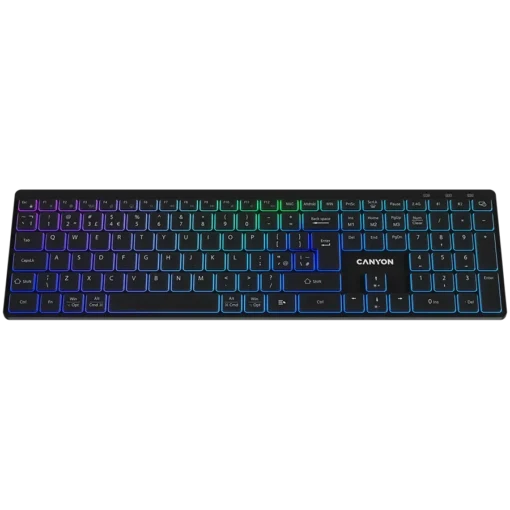 Клавиатура CANYON keyboard HKB-W11 UK/US RGB Dual Mode Wireless Black - Image 2