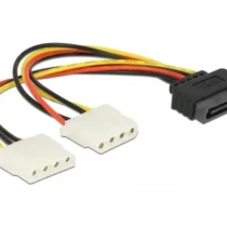 Кабел DeLock Power SATA 15pin към 2x 4pin Molex женско 20cm