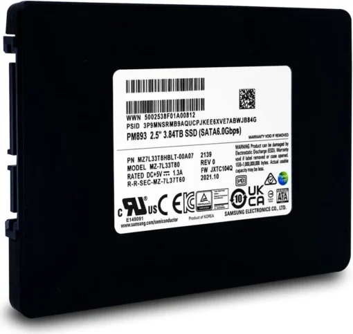 SSD диск SAMSUNG PM893 SATA 2.5 384TB SATA 6 Gb/s MZ7L33T8HBLT-W07 Bulk