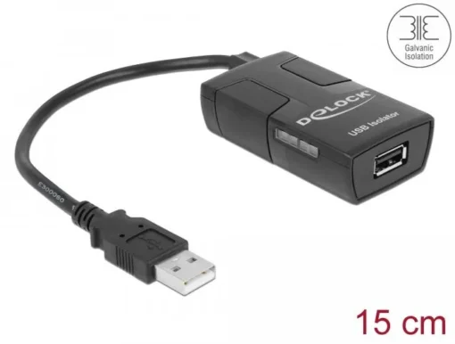 Адаптер Delock USB Isolator with 5 kV Isolation 1 x USB 1.1 type-A male (host) 1 x USB 1.1 type-A female (device 1 x DC