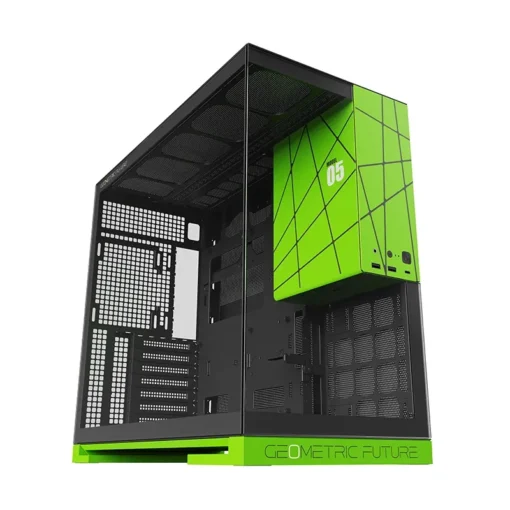 Geometric Future кутия Case EATX - Model 5 Black/Green, NVIDIA style limited edition - 5 x 140 mm aRGB fans included - Image 2