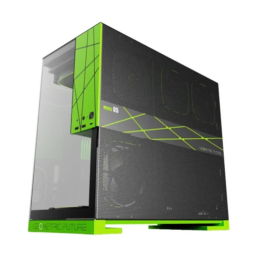 Geometric Future кутия Case EATX - Model 5 Black/Green, NVIDIA style limited edition - 5 x 140 mm aRGB fans included - Image 3