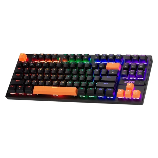 Marvo механична геймърска клавиатура Gaming Mechanical keyboard 87 keys, Orange caps TKL - KG901C - Image 4