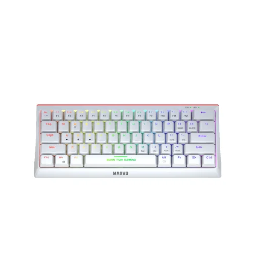 Marvo геймърска клавиатура Gaming Mechanical keyboard 61 keys TKL Hecate 61R WH - KG962G White - RED switches