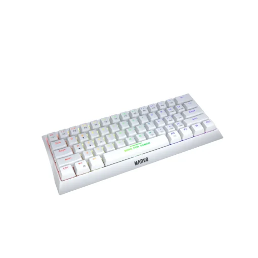 Marvo геймърска клавиатура Gaming Mechanical keyboard 61 keys TKL Hecate 61R WH - KG962G White - RED switches, RGB - Image 2